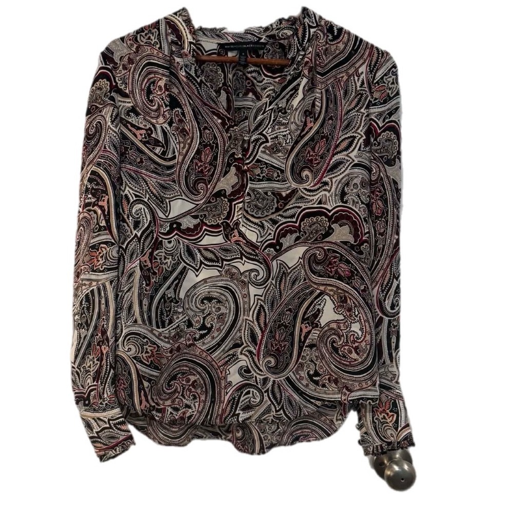 White House Black Market Blouse Womens 8 Multicolor Excellent Paisley Print Top